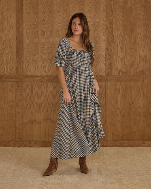 Women's Birdie Dress, Navy Check - Magpies Paducah