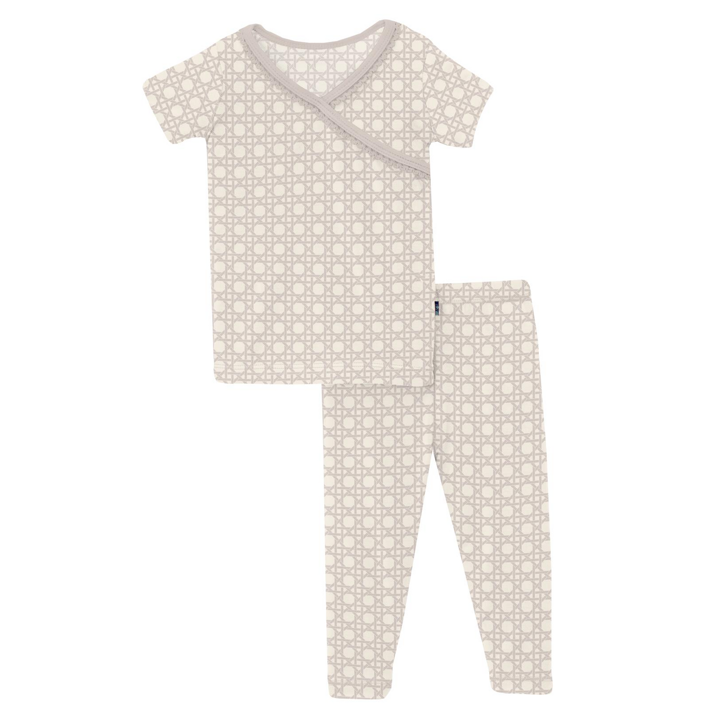 Short Sleeve Kimono Pajama Set, Latte Wicker - Magpies Paducah
