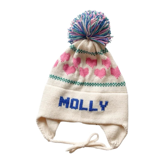 Hearts Earflap Hat (Colors Customized) - Magpies Paducah