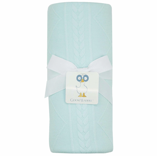 Knit Blanket w/ Monogram, Mint - Magpies Paducah