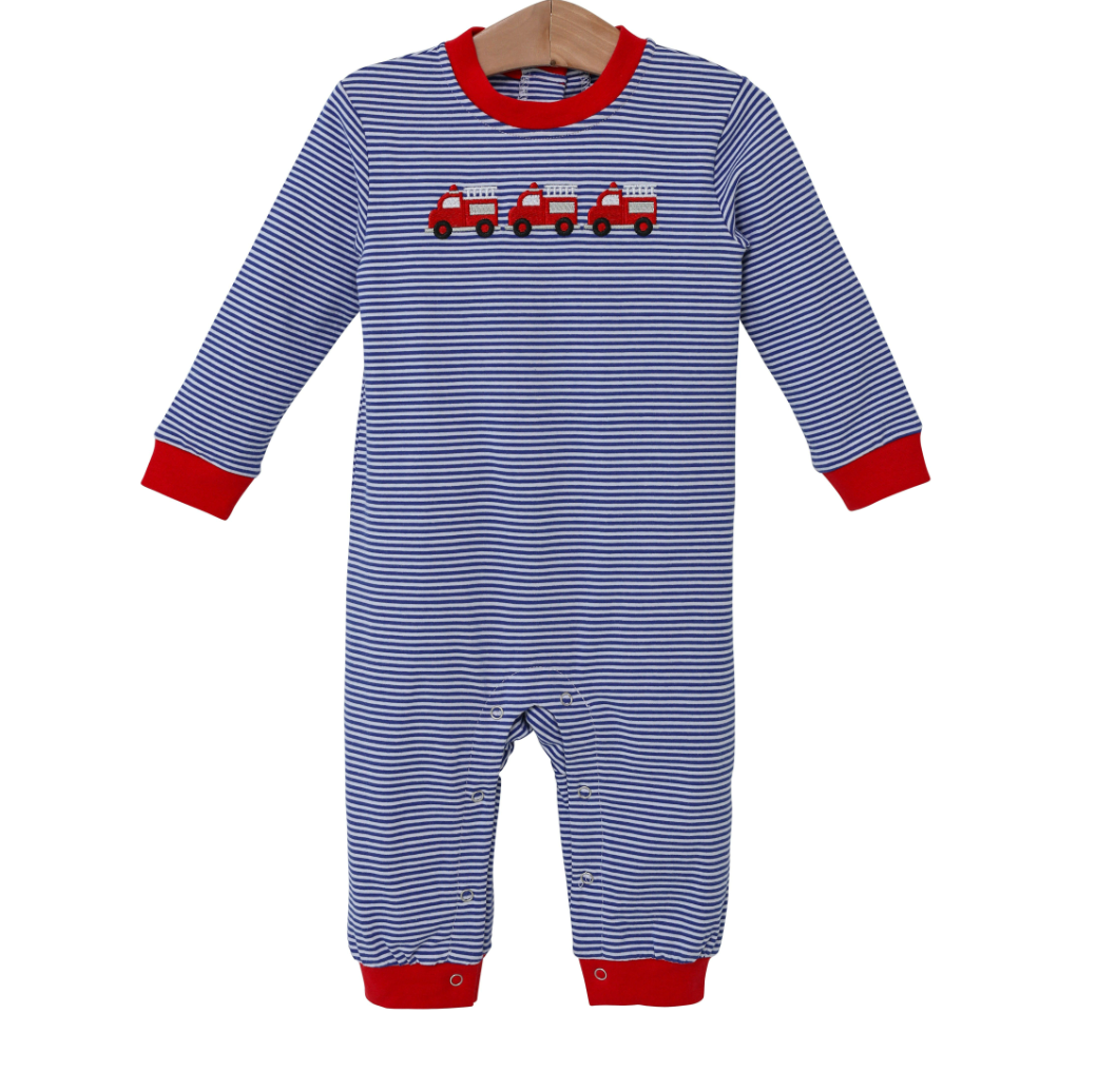 Firetruck Embroidery Romper - Magpies Paducah