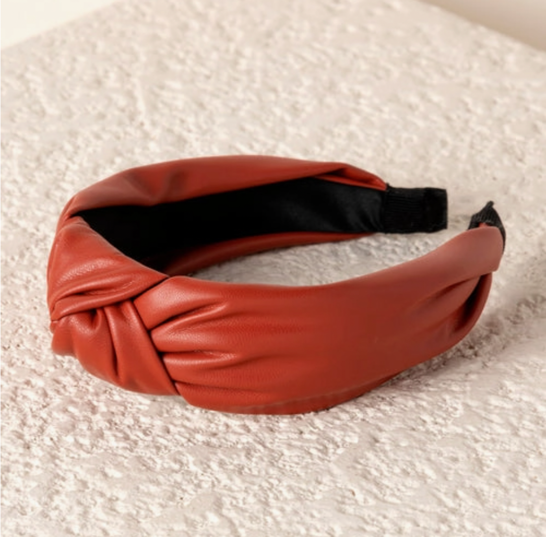Knotted Faux Leather Headband, Rust - Magpies Paducah