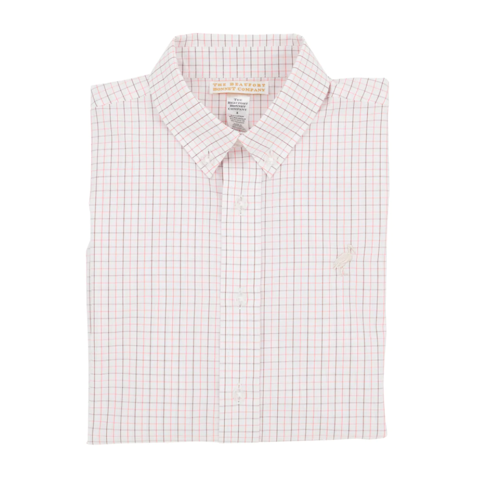 Dean's List Shirt, Chelsea Chocolate/Parrot Cay Coral Windowpane - Magpies Paducah