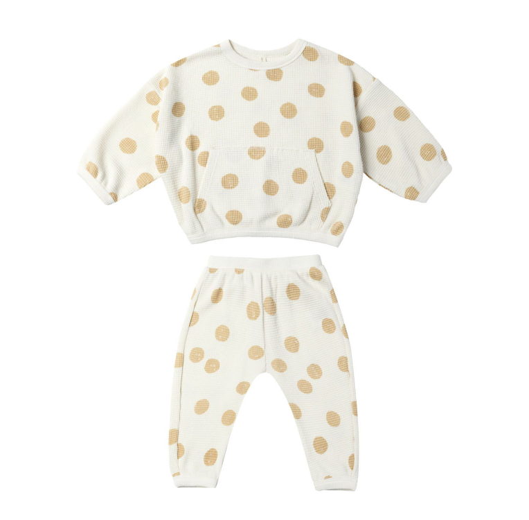 Waffle Sweater + Pant Set, Butter Dots | 4-5y - Magpies Paducah