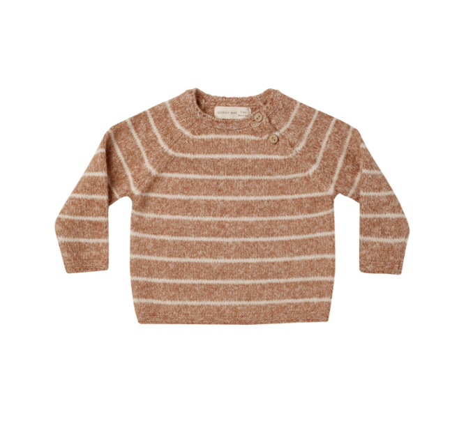 Ace Knit Sweater, Cinnamon Stripe | 6-12m - Magpies Paducah