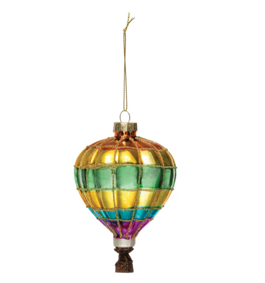 Hand-Painted Glass Hot Air Balloon Ornament - Magpies Paducah