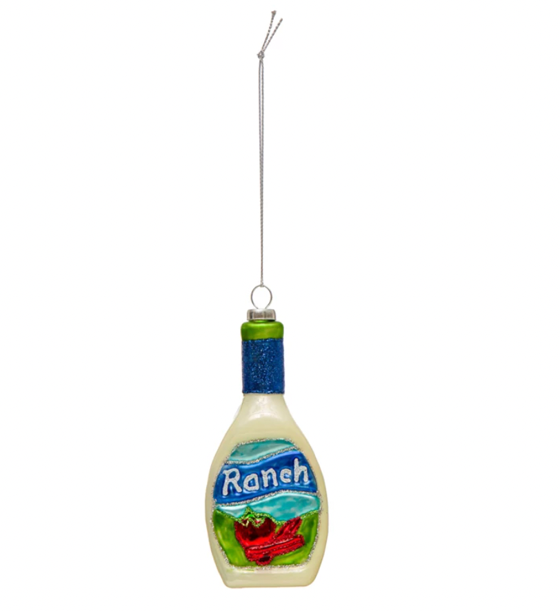ranch dressing bottle christmas ornament Ranch Is My Favorite Food Group Glass Ornament