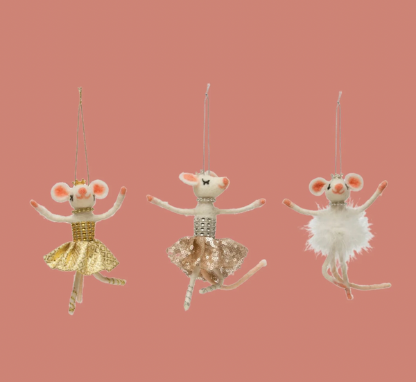 Felted Wool Ballerina Mouse (3 styles!!) - Magpies Paducah