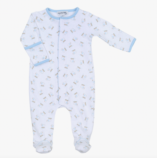 Darling Lambs Printed Footie, Blue - Magpies Paducah