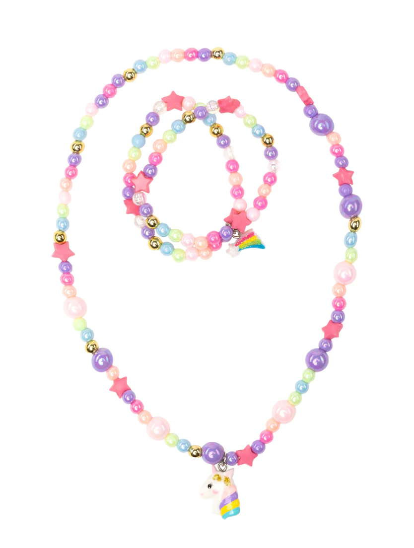 Cheerful Starry Unicorn Necklace Bracelet Set - Magpies Paducah