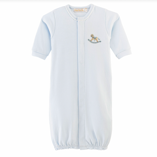 Embroidered Rocking Horse Blue Converter Gown - Magpies Paducah