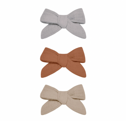 Bow clip Set of 3, Periwinkle + Clay + Oat - Magpies Paducah