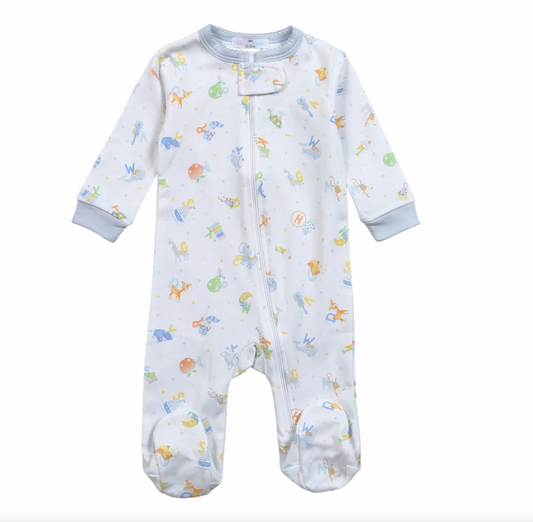 Blue ABC Baby Pima Zipper Footie - Magpies Paducah