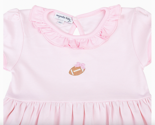 Darling Football Short Sleeve Dress, Pink - Magpies Paducah