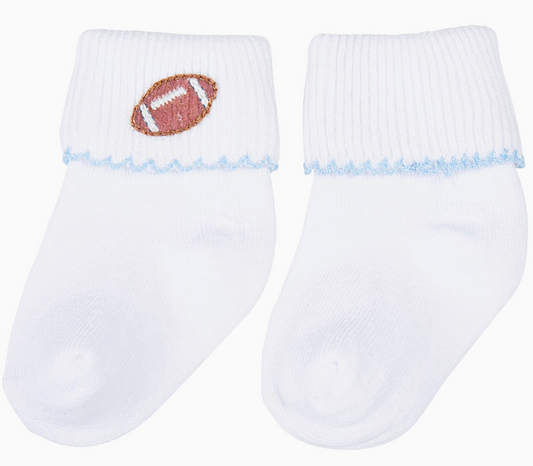 Darling Football Embroidered Socks, Blue - Magpies Paducah