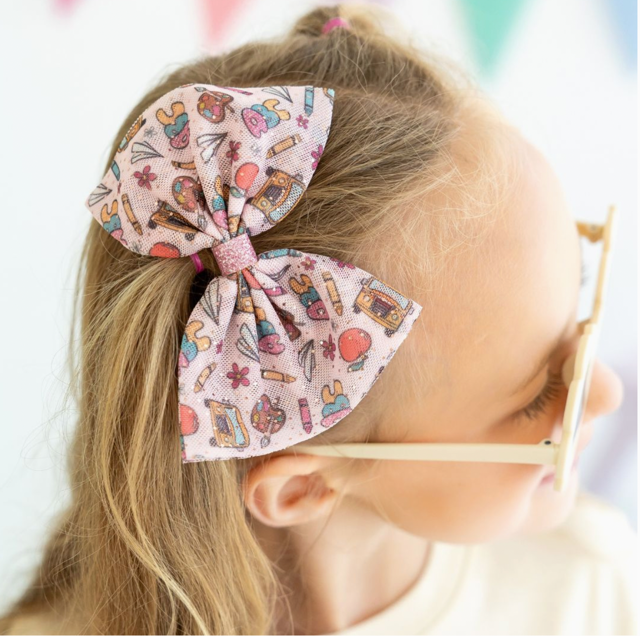 Back to School Tulle Bow Clip