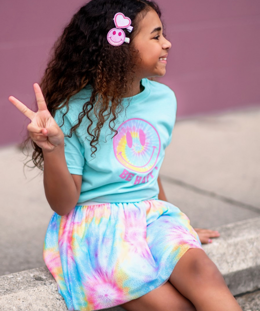 Be Happy Tee, Aqua - Magpies Paducah