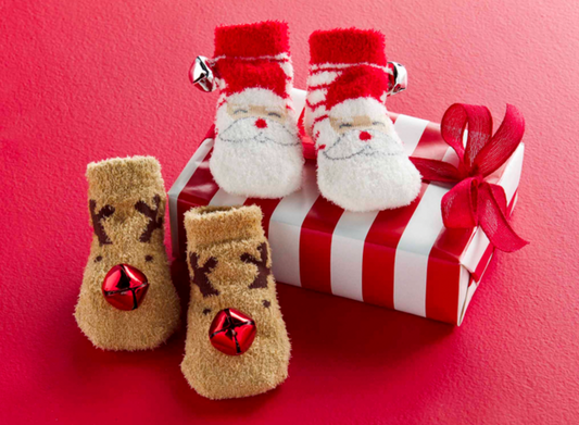 Jingle Bell Socks, Santa Stripe