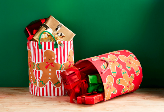 Gingerbread Oversized Totes, Gingerbread Standing Stripe