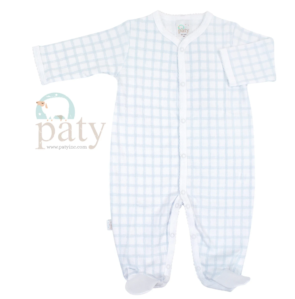 Gingham Footie Pima Cotton, Blue