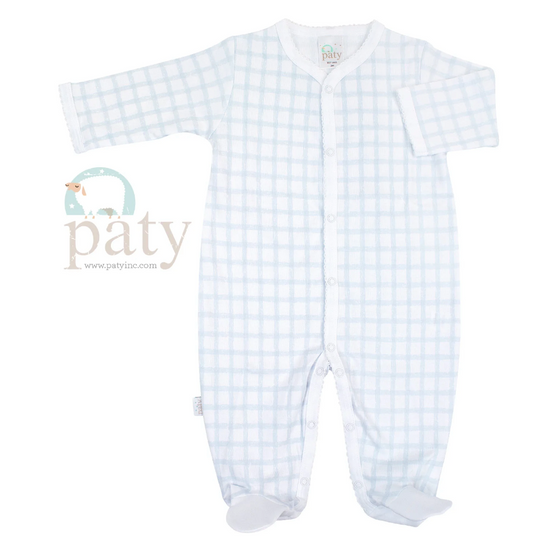 Gingham Footie Pima Cotton, Blue