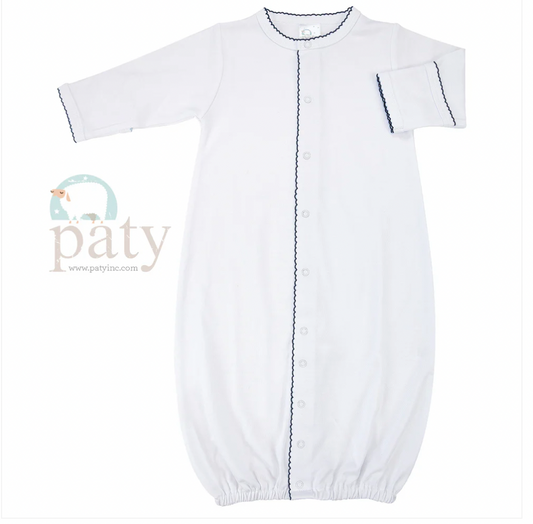 Pima White Converter Gown, Navy Trim - Magpies Paducah