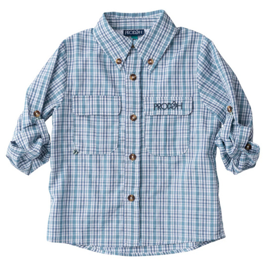 Founders Fishing Shirt, Adriatic Blue Plaid