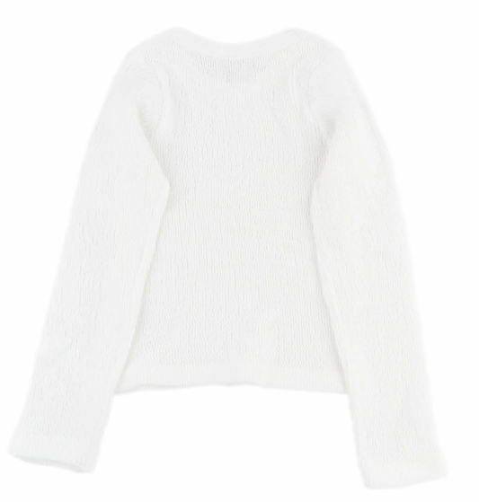 Smocked Long Sleeve Tee, White - Magpies Paducah