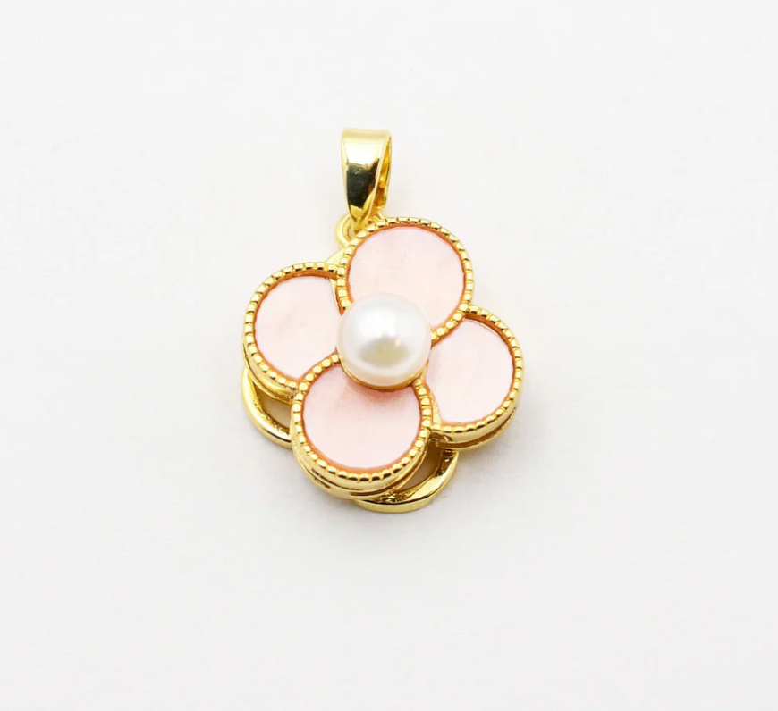 Pearl & Pink Flower Charm