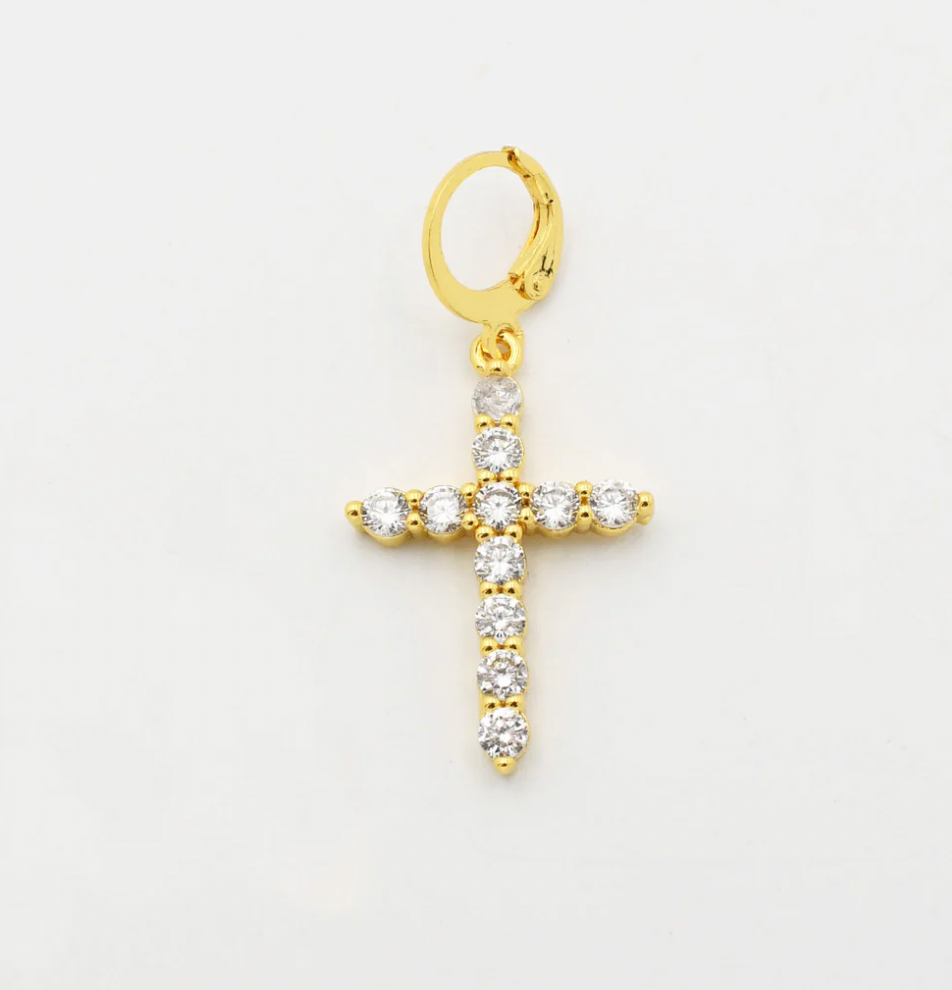 Gold Crystal Cross Charm