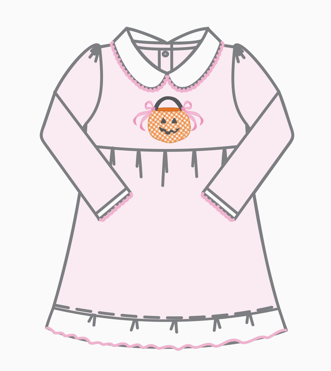 Trick or Treat Collared Dress, Pink