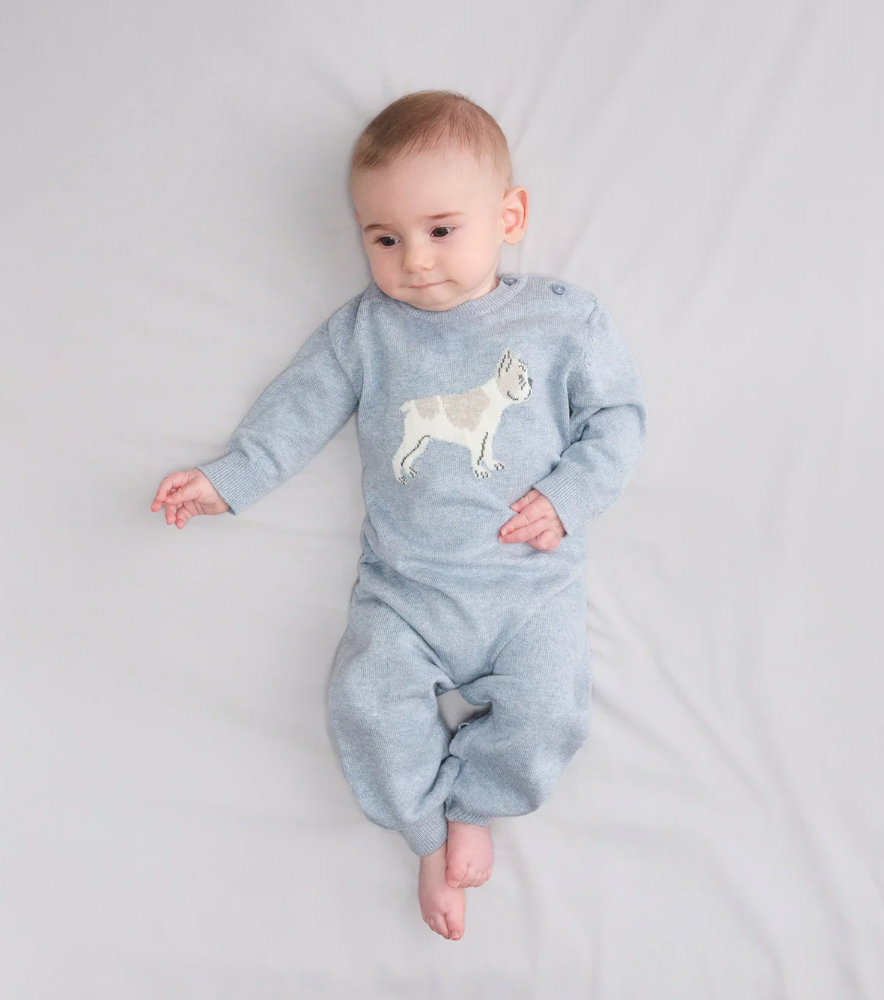 Little Bull Dog, Sweater Romper | 6-9m