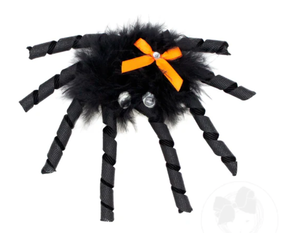 Fuzzy Spider w/ Bow  Hair Clip