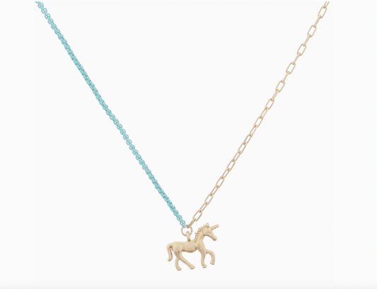 Mint & Gold Chain Necklace, Unicorn - Magpies Paducah