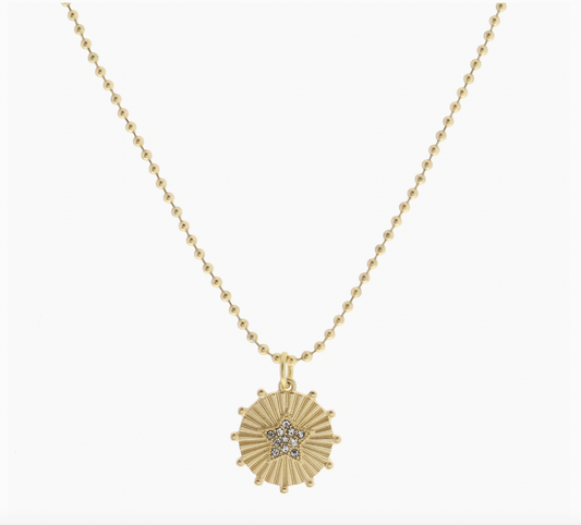 Gold Disc Crystal Star Necklace - Magpies Paducah