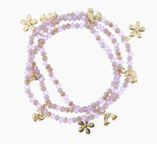 Gold Charm Bracelets, Lavender