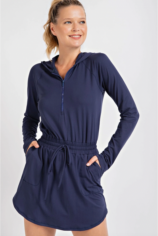 Hoodie Romper Dress, Dreamy Navy | Medium