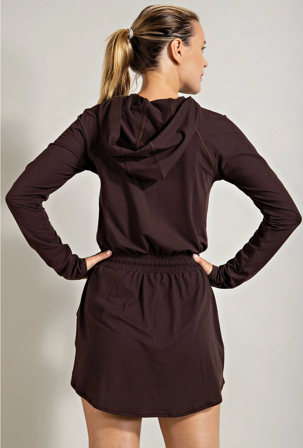 Hoodie Romper Dress, Espresso