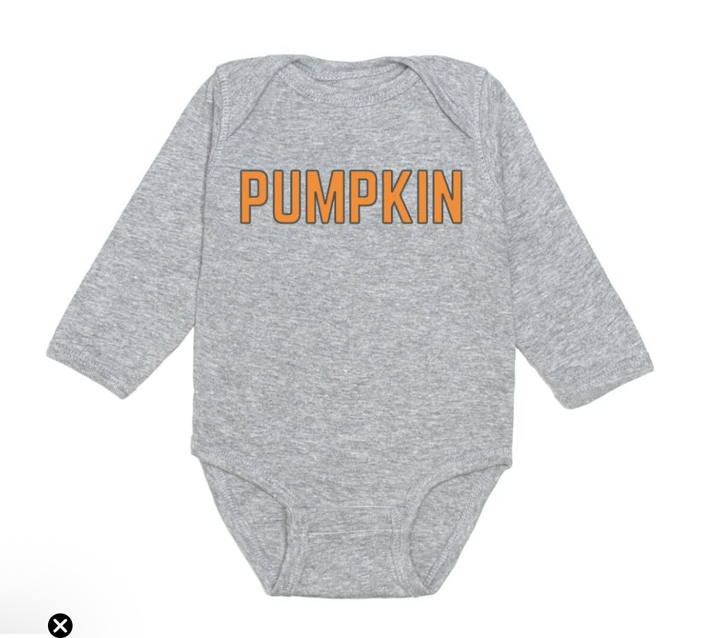 Sweet Wink Pumpkin Long Sleeve Bodysuit, Gray - Magpies Paducah