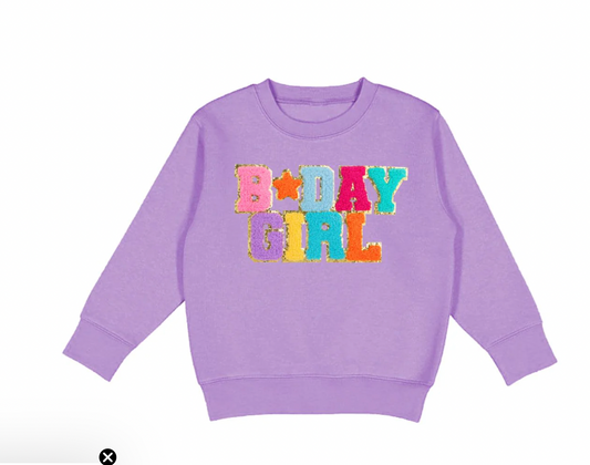 Birthday Girl Patch Sweatshirt, Lavender - Magpies Paducah