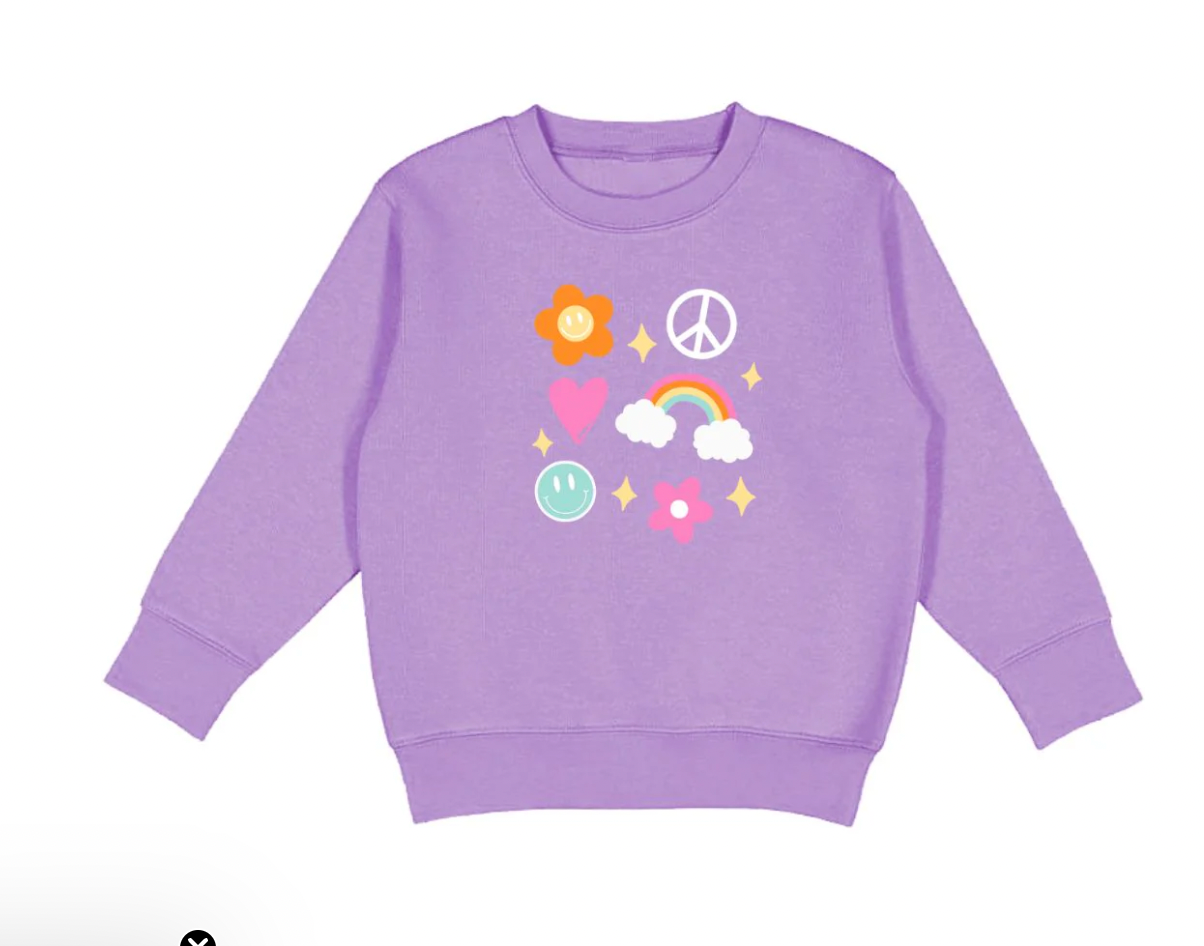 Happy Doodle Sweatshirt, Lavender