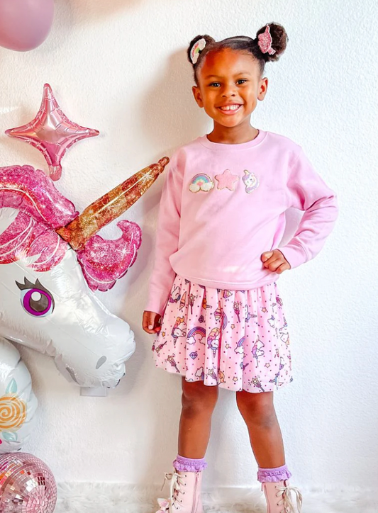 Unicorn Doodle Patch Sweatshirt, Pink - Magpies Paducah