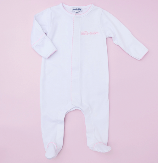 Little Sister Embroidered Footie - Magpies Paducah