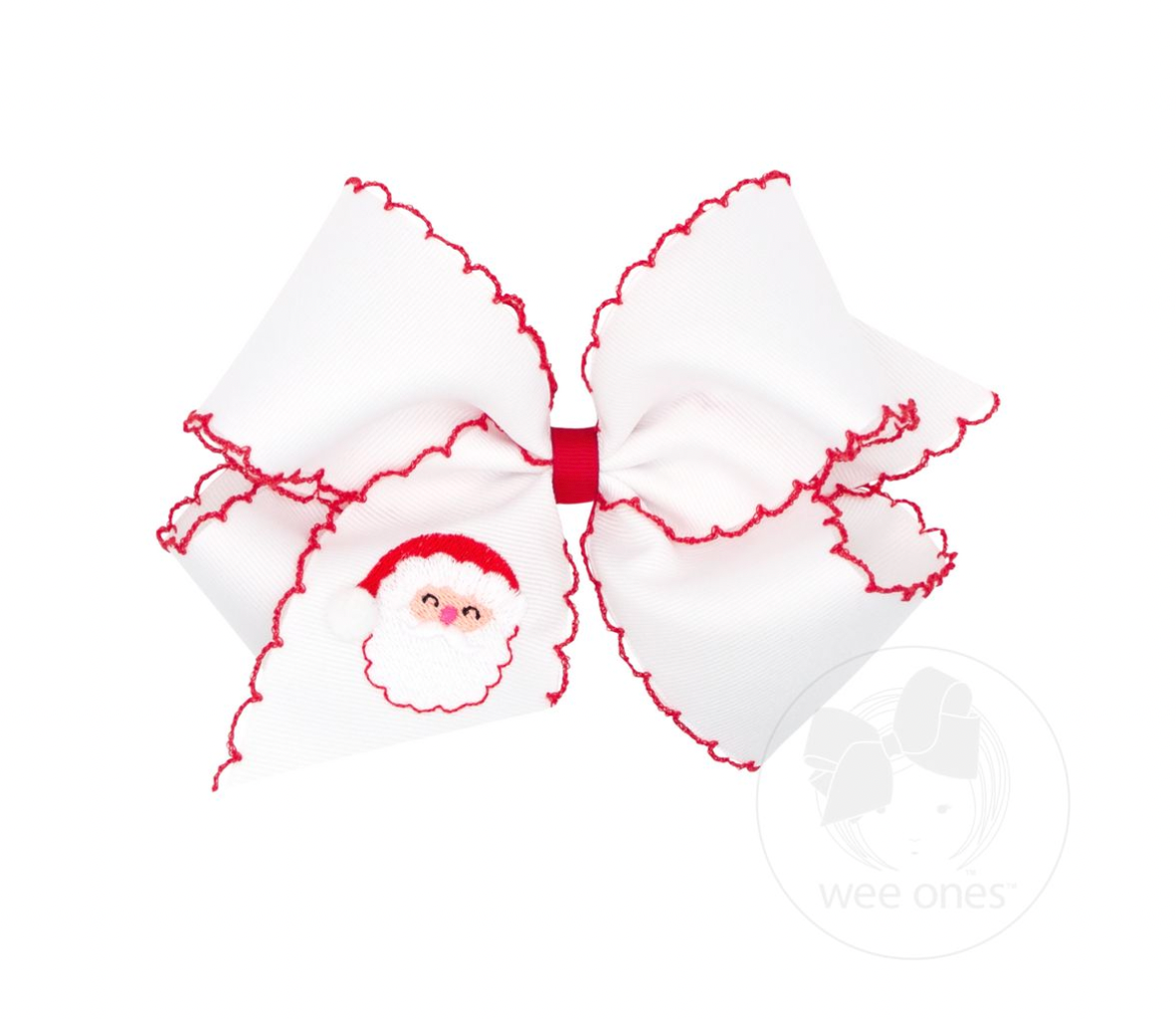 Medium Grosgrain Moonstitch Bow Santa Embroidery