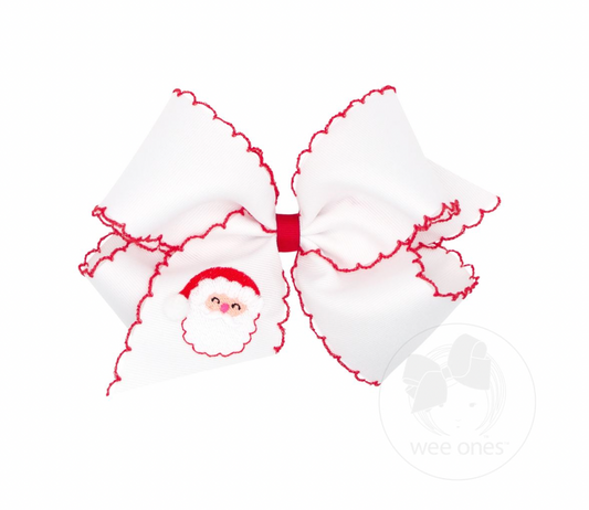 King Grosgrain Moonstitch Bow Santa Embroidery