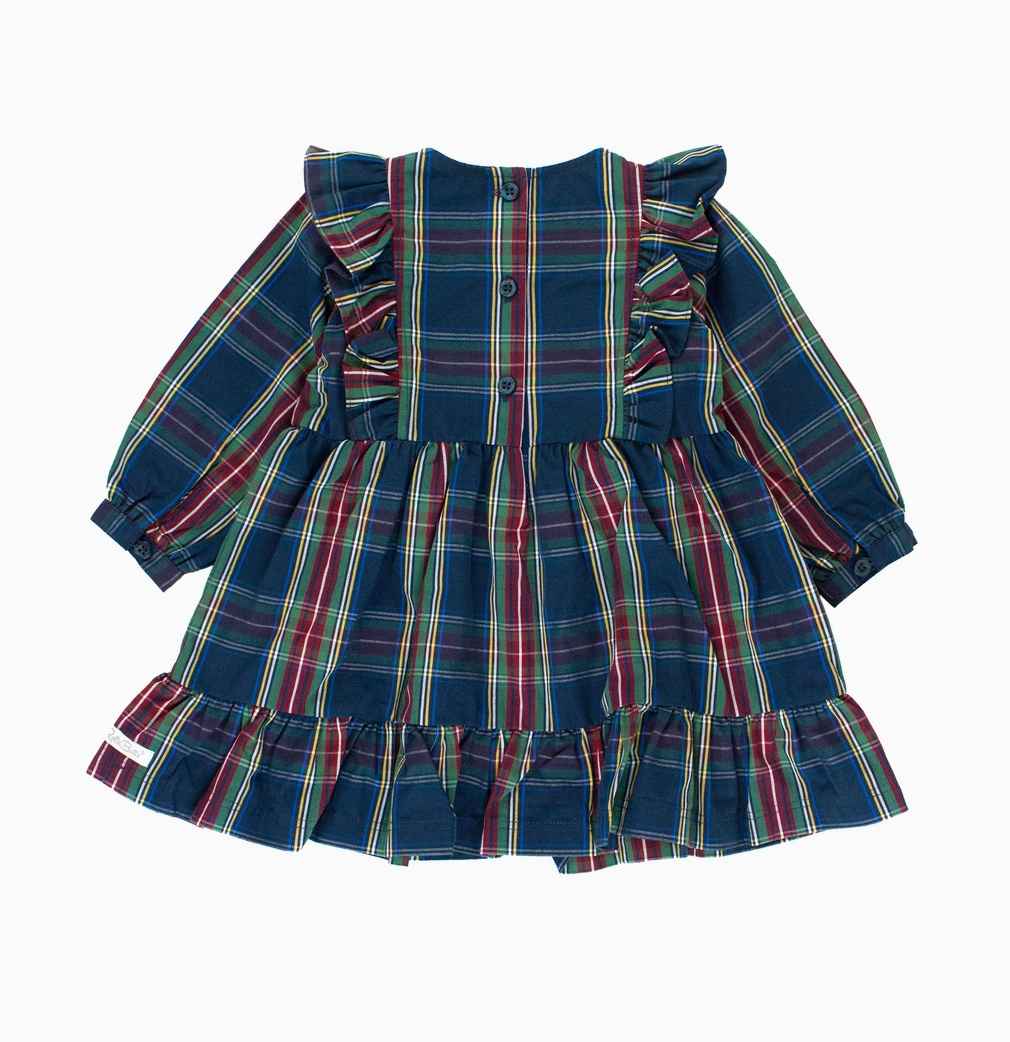 Ruffle Bow Dress, Winter Nights Plaid