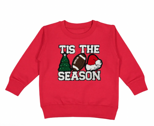 Tis The Season Patch Christmas Sweatshirt, Red