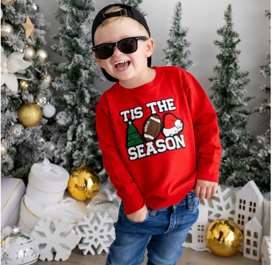 Tis The Season Patch Christmas Sweatshirt, Red