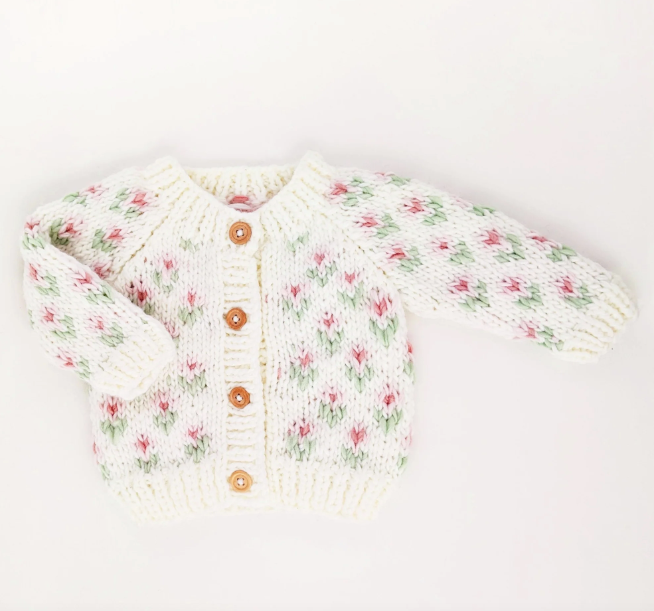 Bitty Blooms Blush Cardigan Sweater