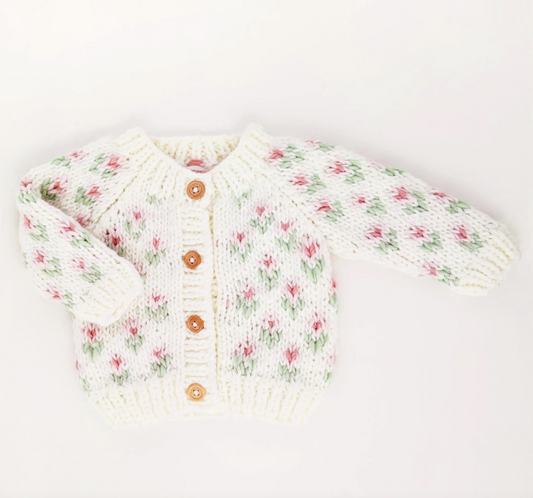 Bitty Blooms Blush Cardigan Sweater